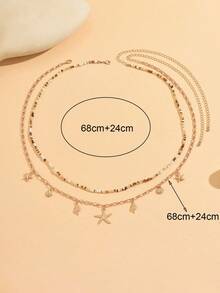 2 Stück/Set Sommer Boho Ozean Stil Seestern Muschel Taille Kette, handgemachter Perlen Charm Körperschmuck, geeignet für den täglichen Gebrauch von Frauen, Strandurlaub, Party, Musikfestival - Verschiedenfarbig - Übersicht 4