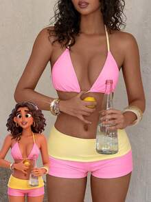 Bộ bikini nữ, đồ bơi đi biển/tập thể dục, kỳ nghỉ hè. - màu hồng tươi - Xem 2