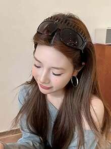 时尚眼镜造型发箍，波浪锯齿发箍，女士发箍，豹纹黑色宽发箍，锯齿眼镜造型发箍，适合日常佩戴、外出、度假、居家，功能性发箍，男女通用 - 彩色 - 查看 5