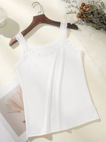 3pcs/Set Plus Size Women Lace Trim Decor Round Neck Sleeveless Camisole Patchwork Vest Tank Top - Multicolor - View 5