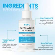 KOEC TX去角质精华液，蕴含烟酰胺和氨甲环酸，温和去除角质，改善肤色不均和粗糙肤质，淡化细纹，日常柔滑肌肤护理 - EXFOLIATING TX SERUM - 查看 3