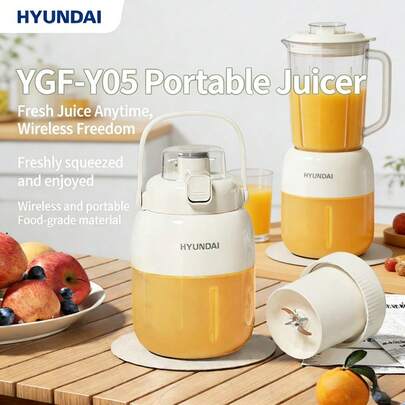HYUNDAI Exprimidor YGF-Y05, adecuado para actividades al aire libre, portátil, capacidad grande de 800ml, cuchillas de acero inoxidable