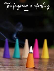 100 Stück ästhetische, farbige Räucherkegel, frischer Duft Aromatherapie zur Stresslinderung, minimalistischer Stil Räucherkegel geeignet für Auto, Tempel, Schlafzimmer, Wohnzimmer, Teehaus, Yoga-Studio, Geschäft, Büro und täglichen Gebrauch, gemischter Duft für lang anhaltende Geruchsbeseitigung und erfrischende Atmosphäre - Duoxiang - Übersicht 4