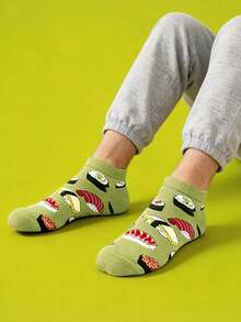1 Pair Creative Sushi Food Print Ankle Socks, Funny Japanese Cuisine Pattern Boat Socks, Casual Fashion Unisex Socks - Multicolor - View 2