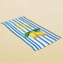 1PC 29″X58″ 31″X71″ Oversized Microfiber Beach Towel - Soft, Lightweight And Portable, It Has Good Water Absorption, Sand-Free, Blue Nd White Striped Wll With Lemons On It, Suitable For Travel, Picnics, Beach, Camping, Modern Bathroom, Hot Spring - trắng - Xem 3