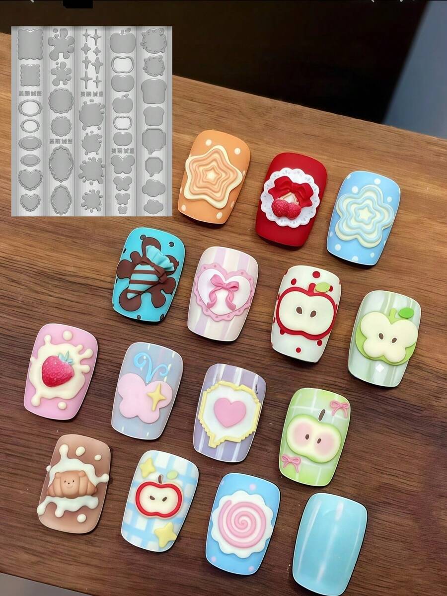 Cute Irregular Cream Frame, Wavy Heart & Butterfly Cookie DIY Nail Art Mold
