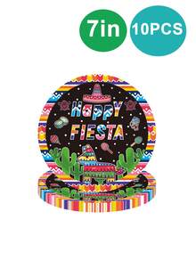 10 piezas de bandejas de papel a rayas de colores para fiesta de cumpleaños mexicana, decoración de fiesta de carnaval del 5 de mayo, perfectas para fiesta de cumpleaños, fiesta familiar, fiesta con amigos, fiesta de verano al aire libre - Multicolor - Ver 3