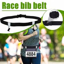 1 pieza Cinturón elástico con dorsal para maratón con 6 agujeros para portar botellas de agua/combustible, cinturón de hidratación ajustable para correr, mochila ligera para la cintura tipo triatlón - Negro - Ver 2