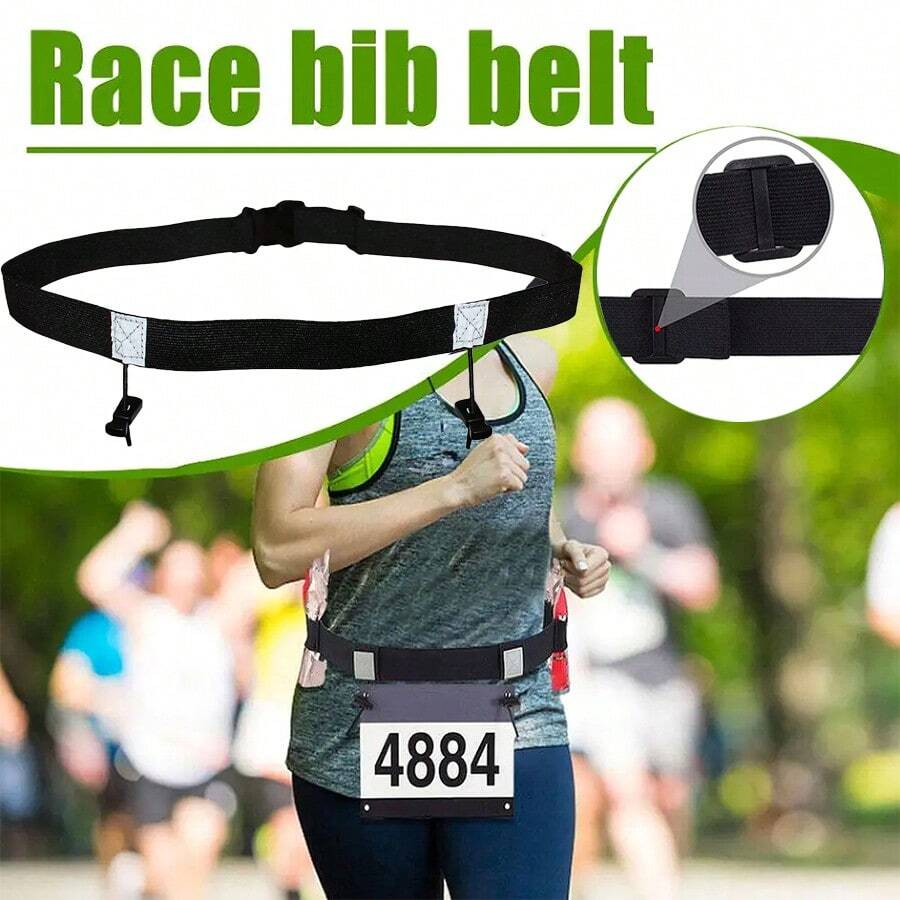 1 pieza Cinturón elástico con dorsal para maratón con 6 agujeros para portar botellas de agua/combustible, cinturón de hidratación ajustable para correr, mochila ligera para la cintura tipo triatlón