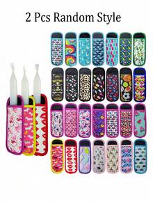 Supports de glace réutilisables, sacs de glace congelée, manchons de glace - Manchons de tube de yaourt glacé pour hommes et femmes, manchons en néoprène durables anti-gel sans gouttes pour les fêtes, accessoires de cuisine et de salle à manger, avec des motifs mignons de dinosaure, sirène et arc-en-ciel - Manchons lavables et pour congélateur - Idéal pour l'été et les fêtes - Multicolore - Voir 18