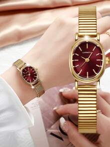 Reloj pulsera de moda para mujer, reloj de cuarzo vintage, lujoso, minimalista, elegante y ligero, adecuado para uso diario, cumpleaños, fiestas, reuniones, regalo ideal para ti o tus amigos - Dorado - Ver 6