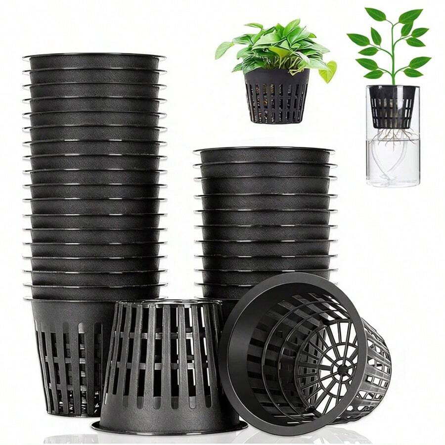 20Pcs Garden Planting Nursery Basket With Mesh Net Planter Hydroponic Cups Vegetable Soilless Slotted Mesh Grow Pots