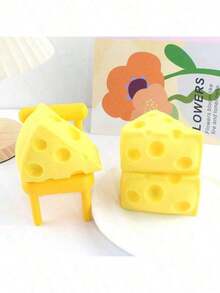 4块巨型挤压奶酪 - 柔软可捏的奶酪块 | 咕噜咕噜礼物，成人趣味奶酪 | 舒缓感官压力的奶酪球 - 阳光娱乐 - 彩色 - 查看 5