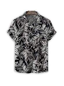 Tropical Paradise Blooming Flowers And  Jungle Leaves Symbolizing Vitality Freedom And Summer Joy 3D Printed Hawaiian Style Casual Short Sleeve Men Shirt Breathable Beach Wear - AT22479 - 查看 3