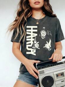 Women's 90s Retro Baseball Graphic T-Shirt - "Sandlot Legends Never Die" - Vintage-Inspired Short Sleeve Casual Tee - 黑色 6 - 查看 3
