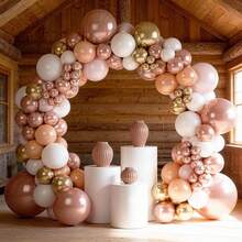 Globos Rosa Polvoriento & Dorado, Globos Metálicos Rosa Pastel Dorado 10 Pulgadas, Globos de Látex Helio Albaricoque Blanco Dorado Nude, Adecuados para Boda, Despedida de Soltera, Fiesta de Cumpleaños de Princesa y Niña, Baby Shower, Despedida de Soltera, Suministros de Decoración de Habitación - A-1 - Ver 4