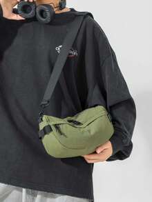 1pc Men's Waterproof Nylon Lightweight Zipper Casual Shoulder Bag, Suitable For Daily Commute - Multicolor - View 6