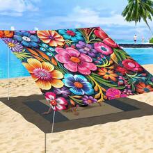 1 pieza Dosel floral bohemio - Toldo portátil y ligero para sombra al aire libre, adecuado para playa, camping, jardín, picnic. Para todo el año, montaje rápido (sin incluir los postes), aplicable para balcón, piscina y talla grande - A - Ver 6