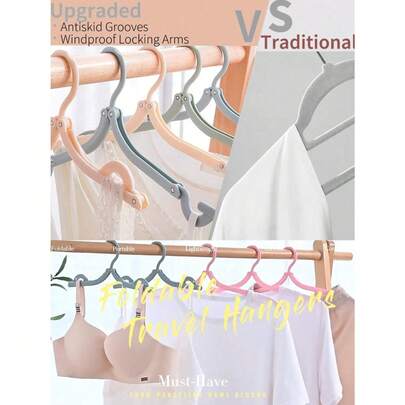 Móc treo quần áo gấp gọn cao cấp, móc treo tiết kiệm không gian, chịu tải trọng 5KG, móc treo đa năng bền nhẹ dùng cho áo khoác ướt, áo len, áo sơ mi, lý tưởng cho việc sắp xếp tủ quần áo tại nhà và đóng gói hành lý du lịch, móc treo gấp gọn di động cho mọi loại quần áo.