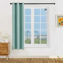 1片/2片装轻薄纯遮光窗帘，金属涂层100%遮光窗帘，带顶部挂环，客厅/卧室窗帘，粉色窗帘 - 薄荷藍 - 查看 17