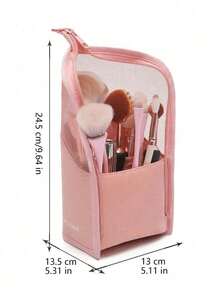 1pc Makeup Brush Storage Bag, Multi-Functional Eyebrow Pencil Storage Pouch, Cosmetic Organizer, Portable Toiletry Bag For Masks, Lipsticks, Eyebrow Pencils Summer Travel Vacation Home Bathroom Decor Holiday Makeup Storage Box Bathroom Accessories Back To School - Multicolor - View 12
