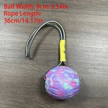 1个EVA宠物磨牙球，带绳，耐用漂浮磨牙球，狗狗拔河互动玩具，带防吞咽拉环设计，户外泳池洗澡训练，宠物磨牙减压用品 - 彩色 - 查看 11