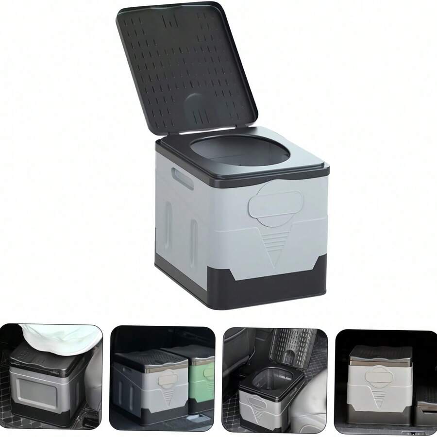 Portable Folding Toilet For Cars, Ideal For Outdoor Camping And Travel Emergencies, Serving As A Mobile Sanitation Solution
