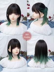 alicegarden 16-Inch Long Synthetic Wig Featuring A Natural Straight Style A Stunning Multicolor. Designed With Bangs , This False Hairpiece Is Perfect For Ms Daily Use, Offering A Natural And Natural Durable Wig Gift For Ladies. (No Accessories) - Multicolor - View 9