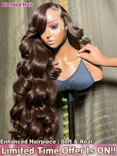 200% Density 34 Inch Body Wave 5*5 13*4 Lace Front Wigs With Baby Hair #4 Chocolate Brown Color - Glueless Pre Cutting Pre Pulling Pre Ironing Brazilian Remy Lace Frontal Wigs For Women - No Glue No Skills Real Hair Pre-Plucked Ear To Ear Lace Closure Wigs Wear And Go - Natural Hairline Middle Part Wigs Put On And Go Frontal Glueless Wigs For Women Daily Wear Blended Hair