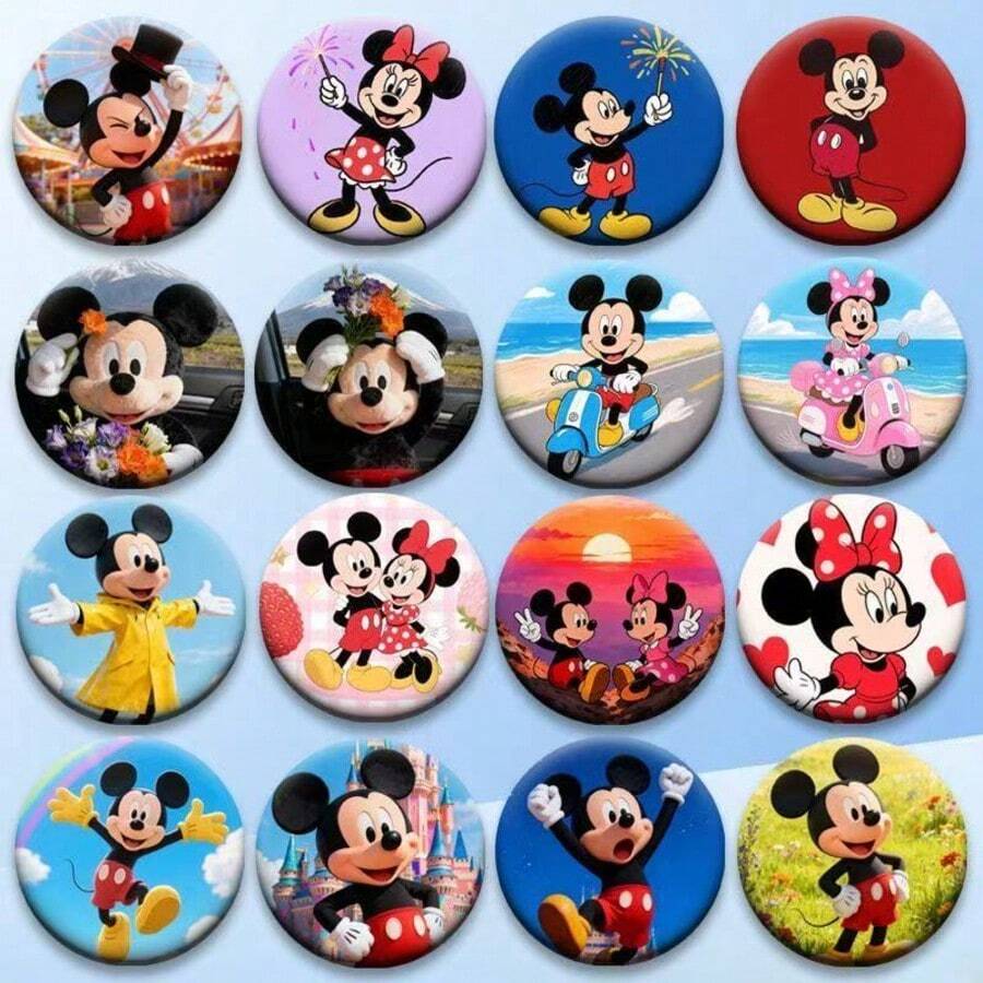 Disney 10枚迪士尼随机卡通人物胸针套装，包括米奇、冰雪奇缘公主等可爱卡通人物，适合装饰背包、衣服、包包等，是青少年女孩和女性粉丝的理想之选。 - 彩色 - 查看 1