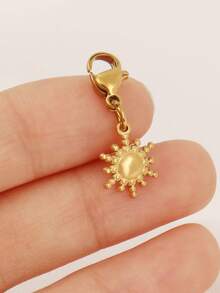1pc Stainless Steel Sun Pendant With Lobster Clasp 18K Gold Plated Charms DIY Bracelet Necklace Findings Jewelry Making Accessories - Pendants - View 3