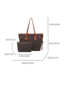 Bolso de mano grande de mujer, bolso de hombro para estudiantes/oficina y viajes - Café integral - Ver 3