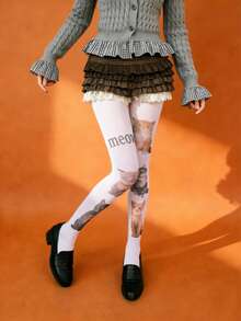 1 Pair Women's Velvet Cat Print Pantyhose, Cute, Elegant, Comfortable And Durable, Suitable For Various Festivals, Dates, Daily Outings, Work Commute And Outdoor Activities - Multicolor - View 13
