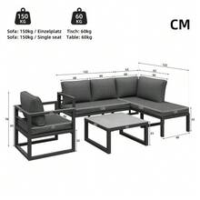 Outdoor Table & Chair Sets - Grey - View 3