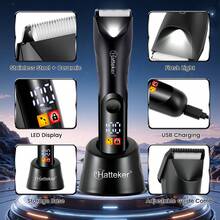 Hatteker 1pc 5W LCD Display Painless Hair Removal Device, Waterproof Shaver For Men's Body Hair Trimmer - Black - View 5