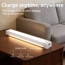 6pcs LED Under Cabinet Lights With Motion Sensor, USB Rechargeable, Warm White Light, Suitable For Kitchen, Stairs, Hallway Sensor Light Strip, Under Cabinet Sensor Light, Cool White/Warm Light Indoor Night Light, Suitable For Kitchen, Stairs, Hallway, Closet And Garage Home Lighting, Motion Activated, USB Cable Included, Kitchen Light - Warm Light - View 5