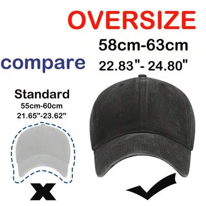 Mũ lưỡi trai cỡ XXL ngoại cỡ unisex màu đen đã qua xử lý