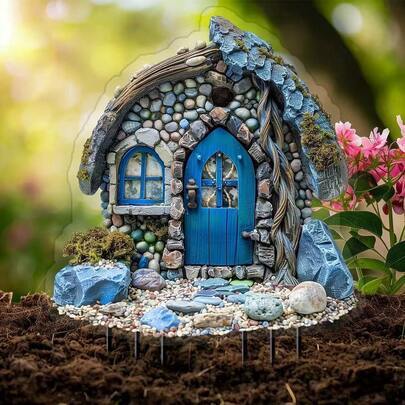 Đồ trang trí trong nhà/ngoài trời bằng acrylic chống thấm nước và chống mài mòn, có cọc cắm đất và vật trang trí treo.