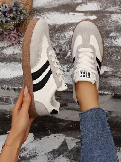 Women's Summer Casual Flat Soft Bottom Non-Slip Splicing Color Outdoor Sports Shoes, Suitable For Spring And Autumn