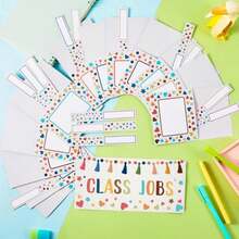 Zonon Class Jobs Bulletin Board Colorful Class Jobs Pocket Chart Set Teacher'S Helper Chalkboard Decor Classroom Bulletin Board Decoration For Back To School (Welcome Style) - ColorA - View 4
