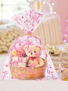 10/30個粉色蝴蝶結禮品袋，生日禮物，40*30cm透明禮品包裝袋，婚禮生日裝飾，收納袋，粉色生日派對用品，手工禮品包裝，嬰兒洗禮裝飾，蝴蝶結裝飾，新娘洗禮裝飾，賓客禮物，派對伴手禮袋 - 蝴蝶結 - 查看 7