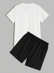 Men's Christian White Short Sleeve T Shirt And Black Shorts Set No Worries God Got Me Casual Two Piece Outfit, Church Outfit, Casual Daily Wear, Weekend Lounge, Religious Events, Summer Streetwear. - 白色 - 查看 2