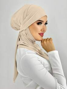 1pc Hijab Cap/Balaclava, Women's Minimalist Fashion Casual Elegant Modest Neck Scarf Headwrap, Modal Soft Breathable Fabric, 2-In-1 Instant Scarf & Headcover, Suitable For Daily Life, Festivals, Gatherings, Prayers,Beach,Holiday,Accessories,Travel Essential - Balaclava Hijab - View 14