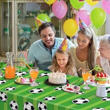 Green Football Theme Tablecloth - Ideal For Birthday, Anniversary And Sports Party - Durable Plastic Material, Geometric Pattern Design - Suitable For Sports Events, World Cup, Football Theme Parties, Various Occasions, Party Dining Table Decor, Reusable, Easy To Clean Surface, Match Day Decoration, Football Party Supplies, Essential For Event Planners, Holiday Shopping Essential - A - View 9