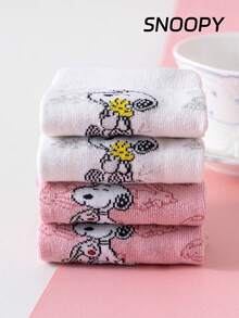 SNOOPY 2双正品史努比图案女士船袜，可爱卡通设计，透气吸湿，休闲舒适，适合学生/成人作为礼物或日常穿着。 - 彩色 - 查看 8