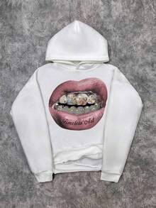 Nueva sudadera para chicos a la moda en primavera y verano. Nuevas sudaderas con capucha para hombre de primavera. Moda explosiva de manga corta para hombres. Sudadera con capucha de punto blanco con forro térmico, estampado de labios creativos vintage, estilo callejero, holgada y a la moda para hombre, con estampado gráfico de manga larga, para amigos, esposo, novio, regalos para otoño e invierno. - Negro - Ver 8