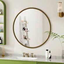 80CM Bronze Round Mirror, Bathroom Mirror For Wall, Round Wall Mirror Metal Frame, For Wall, Living Room, Bedroom, Vanity, Entryway, Hallway - Bronze - View 4