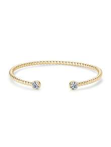 XUJIA 1 pieza Pulsera de plata de ley 925 con moissanita, color D 5mm*2 piezas talla redonda, regalo de compromiso, boda o cumpleaños para mujeres - BMO-043 - Ver 12