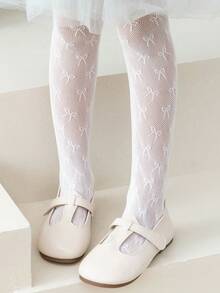 3/2/1 件装儿童白色蝴蝶结提花网眼打底裤，完美搭配连衣裙和皮鞋。百搭修身打底裤，柔软亲肤。新款春夏女童打底裤，毕业季送礼佳品。 - 彩色 - 查看 3