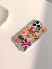 1pc Fashion Personalized Beaded Heart, Pomegranate, Star, Flower Graphic Waterproof, Fingerprint Proof, Scratch Resistant, Transparent IMD Soft Glossy Smooth Phone Case Shockproof Anti-Fall - 款式1(1件) - 查看 2